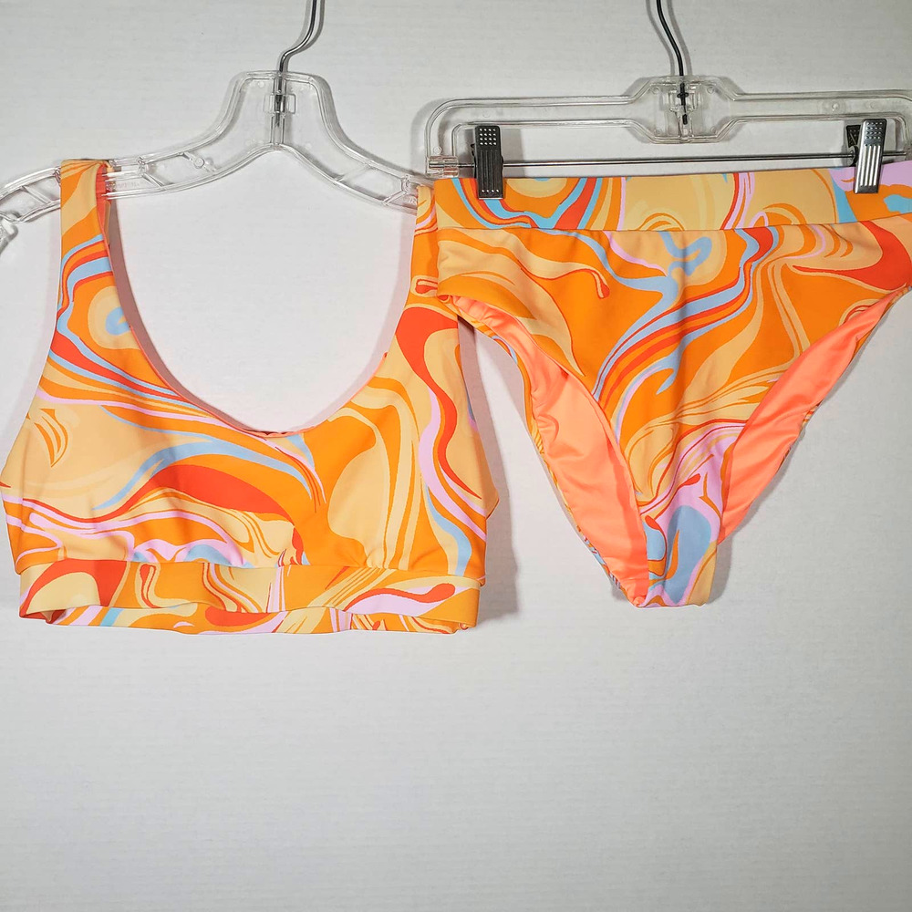 Beach Joy Peach Bikini Retro 60s GoGo Sz M 2 Piece Swimsuit